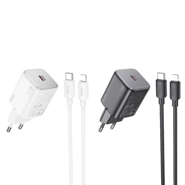 HOCO wall charger Type C + cable Type C to Lightning QC PD 20W N40 black – Bild 5