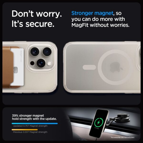 SPIGEN case ULTRA HYBRID MAG compatible with MagSafe for IPHONE 15 Pro frost natural titanium – Bild 5