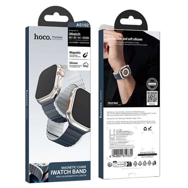 HOCO strap for Apple Watch 42 / 44 / 45 / 49 mm AS102 midnight blue with gray – Bild 2