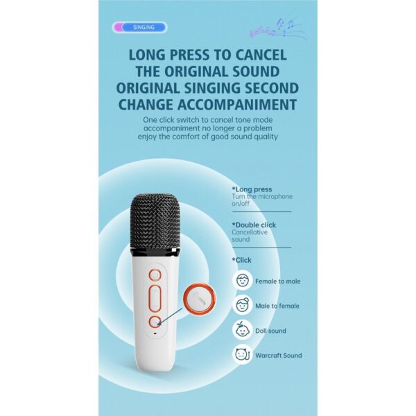 Speaker bluetooth Mini + wireless microphone LED Y1 white – Bild 4