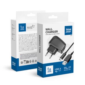 BLUE STAR LITE travel charger 2A 10W USB A + cable USB A to Type C TFK-TC-1095B black