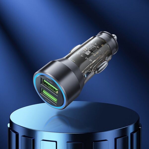 HOCO car charger 2 x USB A + cable USB A to Micro USB QC3.0 3A 36W NZ12 transparent black – Bild 4