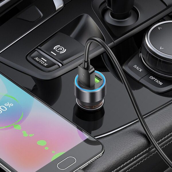 HOCO car charger 2 x USB A + cable USB A to Micro USB QC3.0 3A 36W NZ12 transparent black – Bild 2