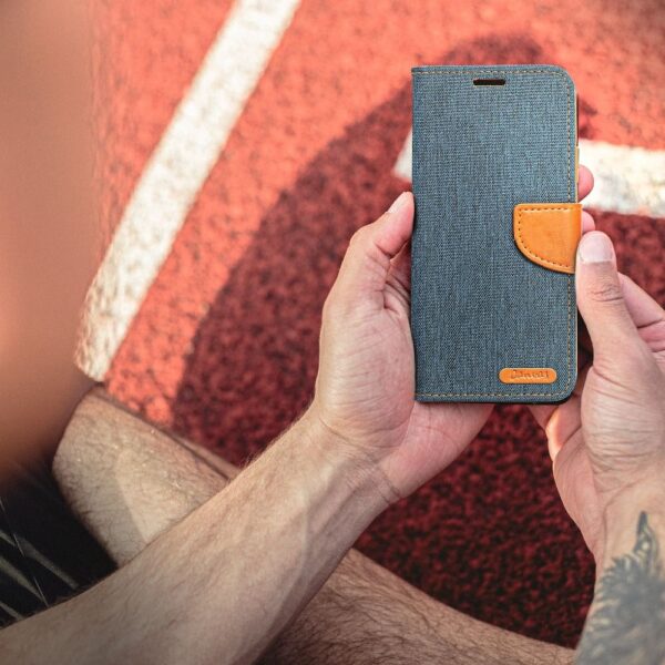 CANVAS Book case for SAMSUNG A51 navy blue – Bild 3