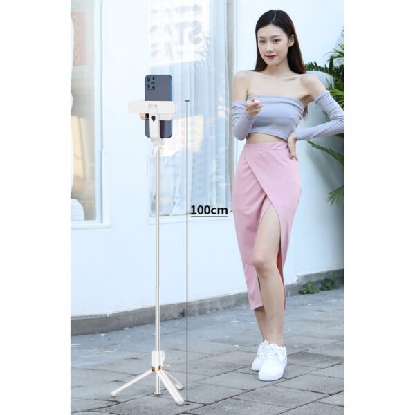 Selfie stick LED tripod + remote control white SSTR-20 – Bild 2