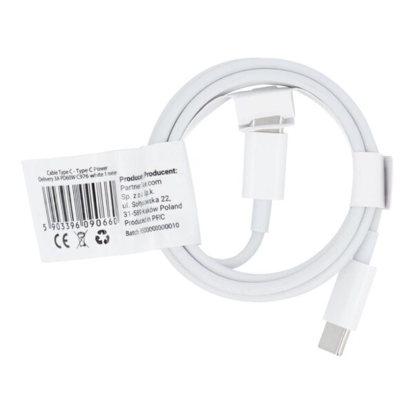 Cable Type C to Type C PD 2A 40W C976 1 m white