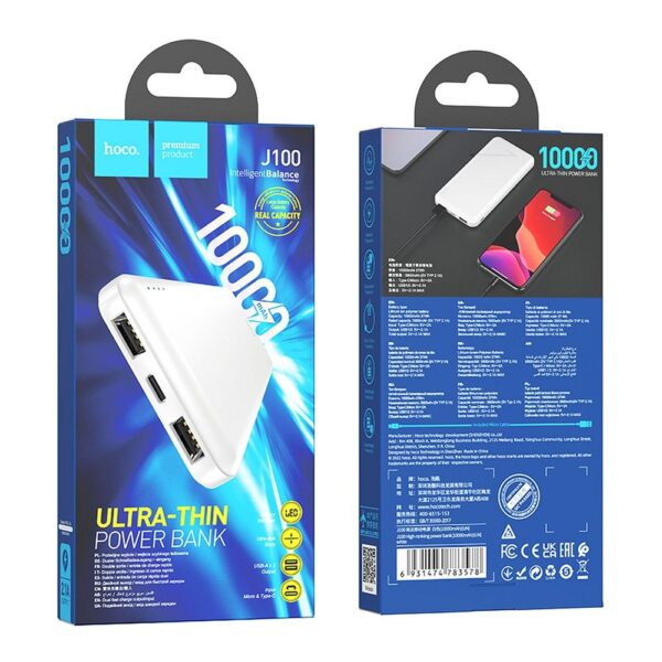 HOCO powerbank 10 000 mAh 2,1A J100 white – Bild 3