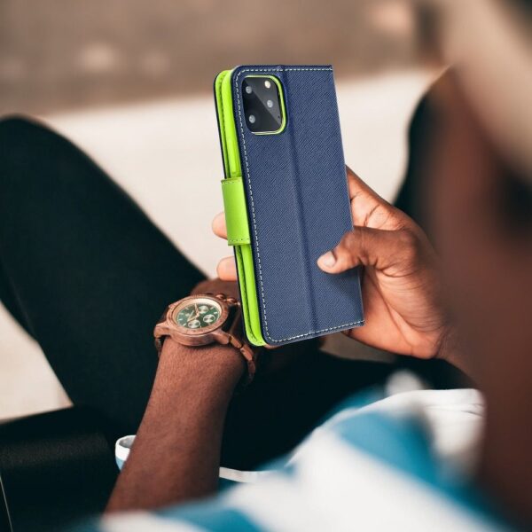 FANCY Book case for XIAOMI Note 9 Pro navy/lime – Bild 4