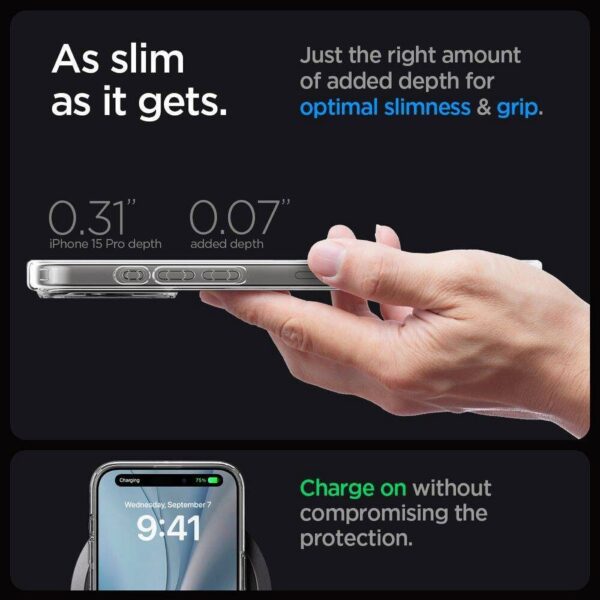 SPIGEN case ULTRA HYBRID MAG compatible with MagSafe for IPHONE 16 Pro frost black – Bild 4