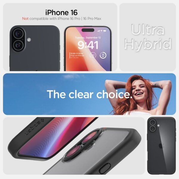 SPIGEN case ULTRA HYBRID for IPHONE 16 matte black – Bild 3