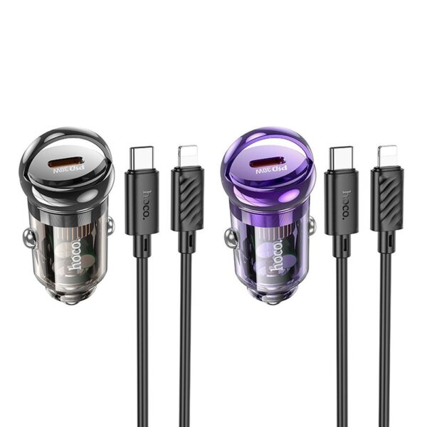 HOCO car charger Type C + cable Type C to Lightning PD QC3.0 30W Z53 black – Bild 5