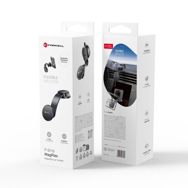 FORCELL F-Grip MagFlex car holder for phone to windshield/center console compatybile with MagSafe black