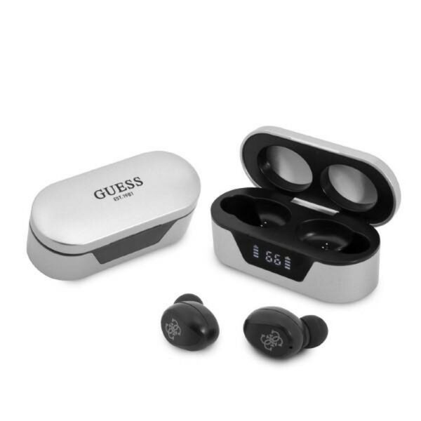 Bluetooth Earphones Stereo TWS GUESS Digital BT5 Classic with docking station / grey (GUTWST31EG)
