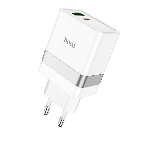 HOCO travel charger USB A + Typ C PD QC3.0 3A 30W N21 white – Bild 2