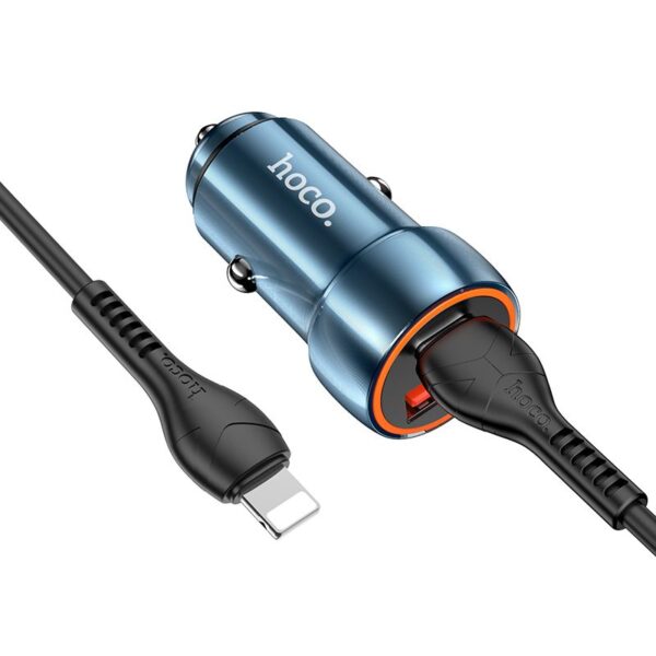 HOCO car charger USB A + Type C + cable Type C to Lightning PD QC3.0 3A 20W Z46A sapphire blue – Bild 2
