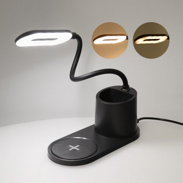LED desk lamp with wireless charger 2A 10W HT-513 black – Bild 3