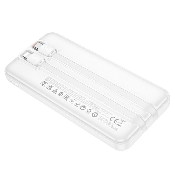 HOCO powerbank 10 000 mAh with cables Type C + Lightning 2A J118 white – Bild 4