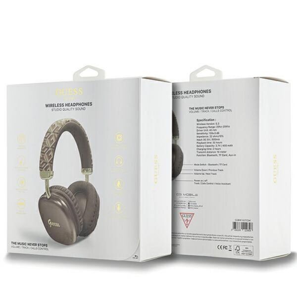 GUESS wireless headphones bluetooth GUBHK1GCTCSW (Gcube Metallic Script Logo) brown – Bild 3