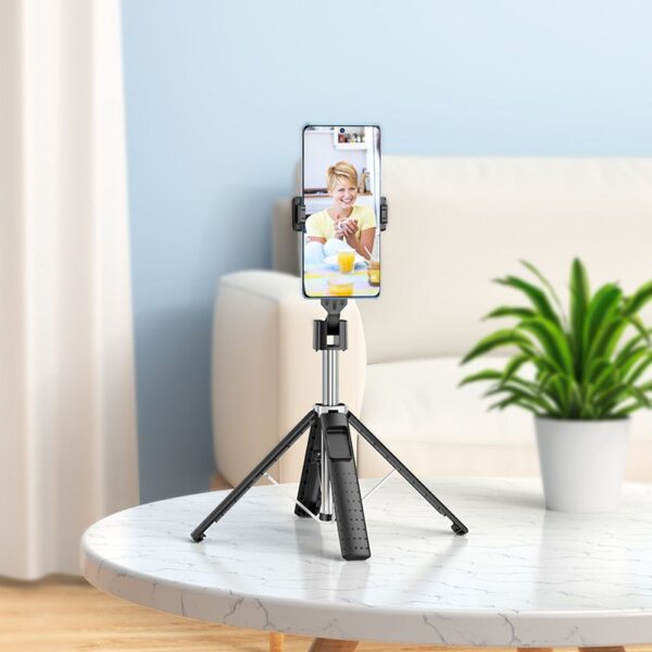 HOCO selfie stick with bluetooth remote control fourpod K18 black – Bild 4