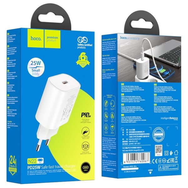 HOCO travel charger Type C PD QC3.0 25W N22 white – Bild 3
