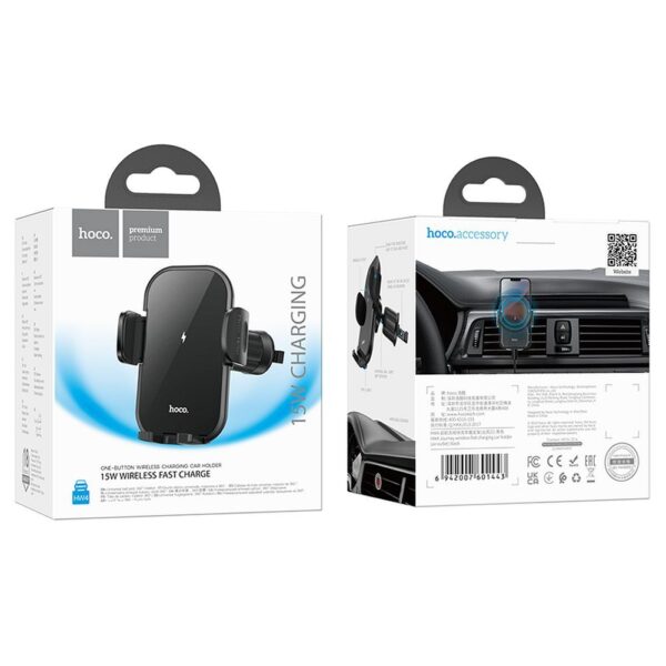 HOCO car holder with wireless charging for air vent 15W HW4 black – Bild 3