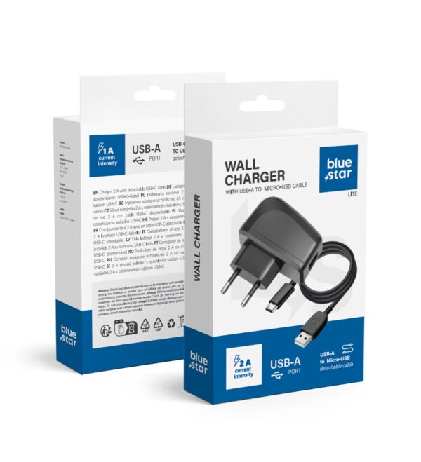 BLUE STAR LITE travel charger 1A 5W USB A + cable USB A to Micro USB TFK-TC-1095B black