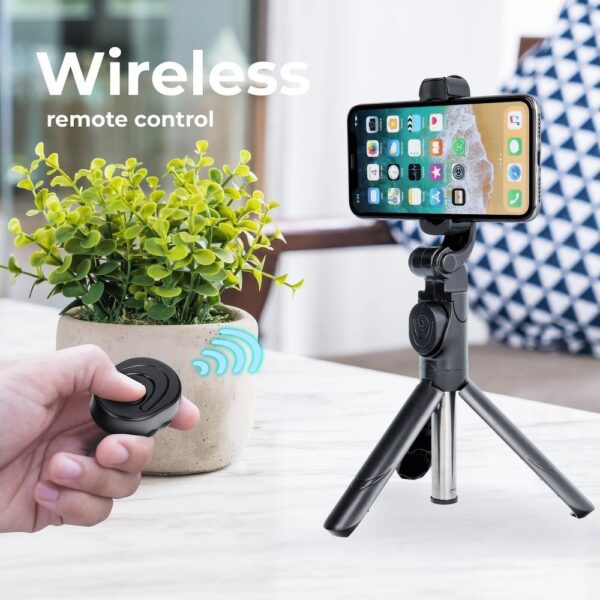 Combo selfie stick with tripod and remote control bluetooth black SSTR-12 – Bild 3