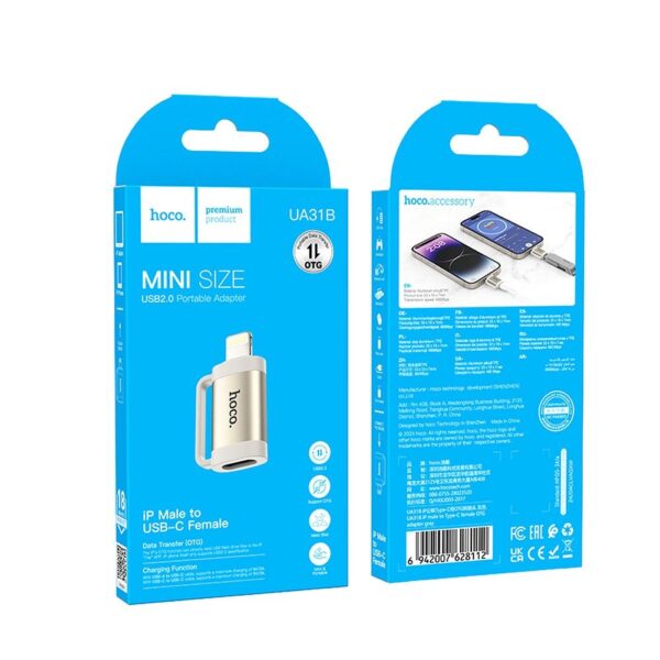 HOCO adapter OTG Lightning (male) to Type C (female) 2A UA31B gray – Bild 5