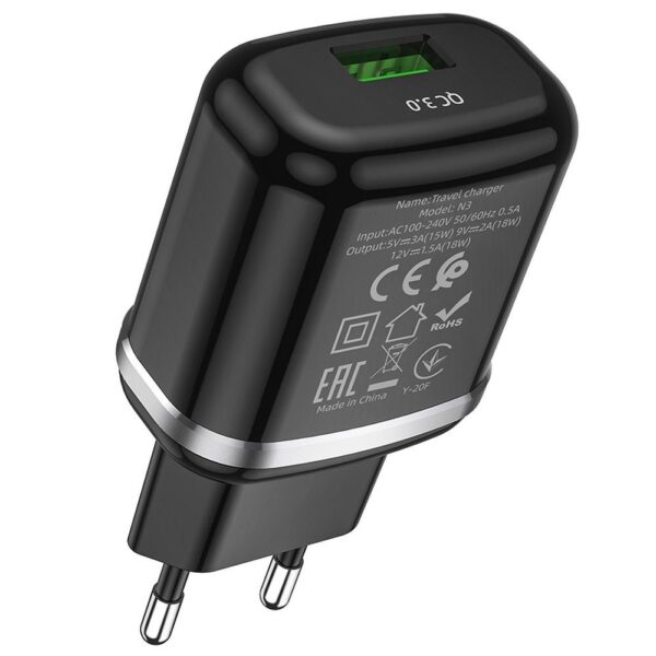 HOCO travel charger USB A QC3.0 3A 18W N3 black – Bild 5