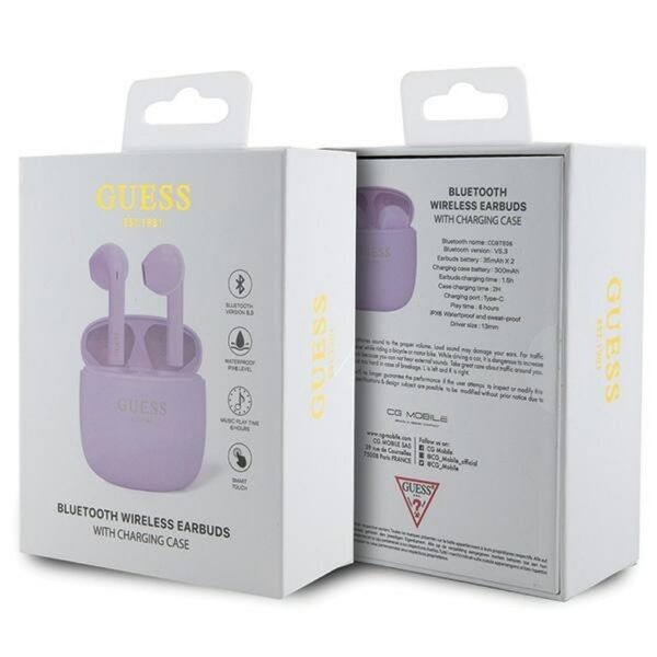 GUESS wireless earphones bluetooth TWS + docking station GUTWST26PSU (Classic EST Logo) purple – Bild 3