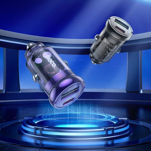 HOCO car charger USB A + Type C + cable Type C to Lightning PD QC3.0 3A 30W Z53A black – Bild 4