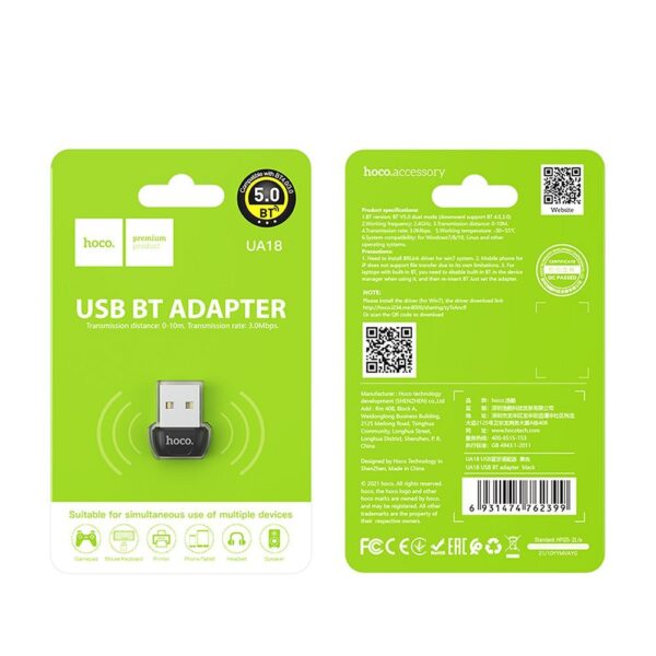 HOCO adapter USB A bluetooth UA18 black – Bild 4