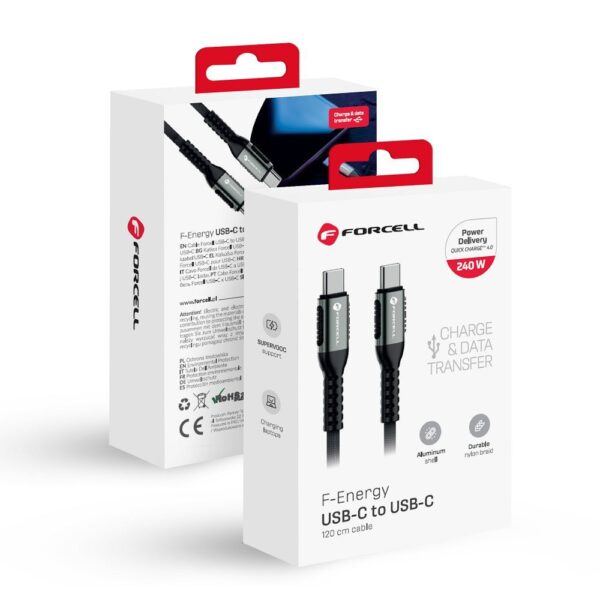 FORCELL F-ENERGY C263 cable Type C to Type C QC4.0 PD 5A 240W Cafule 1,2 m black