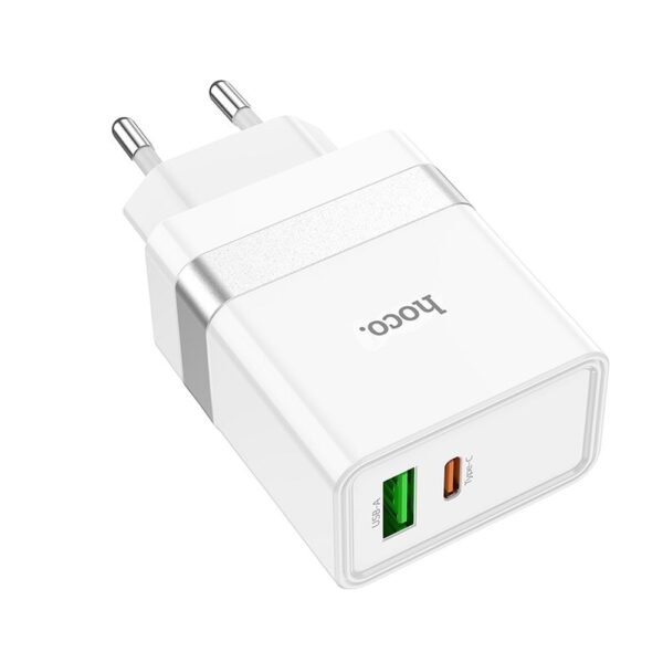 HOCO travel charger USB A + Typ C PD QC3.0 3A 30W N21 white – Bild 5
