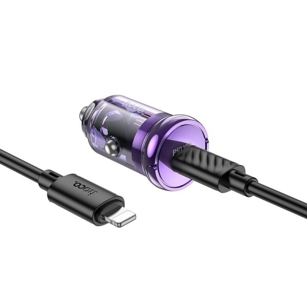 HOCO car charger Type C + cable Type C to Lightning PD QC3.0 30W Z53 purple – Bild 5