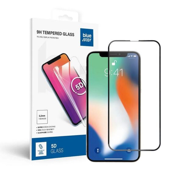 Tempered Glass Blue Star - APP IPHONE X 5D Full Cover black – Bild 2