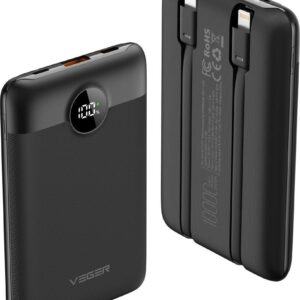 VEGER powerbank 10 000 mAh with built-in cables Type C / Lightning PD QC3.0 2A 22,5W C11 (W1170) black