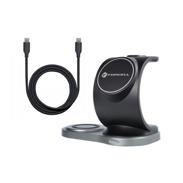 FORCELL F-ENERGY Sail Mag wireless charger 3in1 compatible with MagSafe Qi 15W black – Bild 3