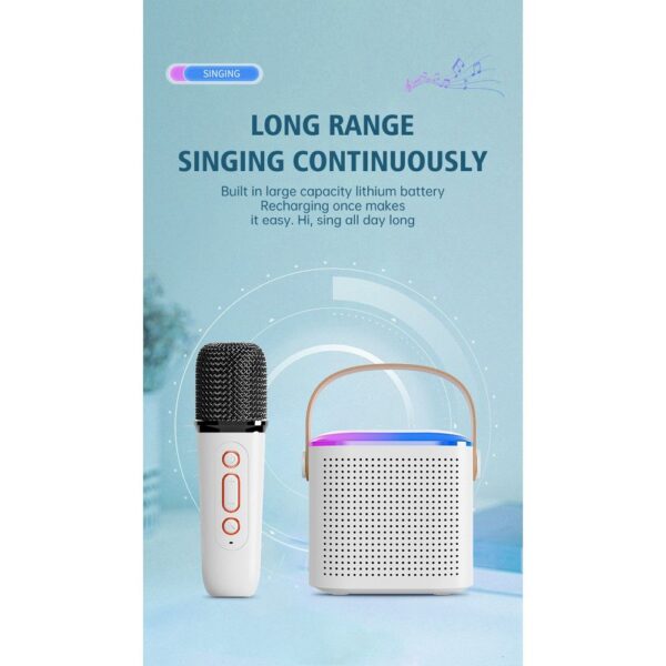 Speaker bluetooth Mini + wireless microphone LED Y1 white – Bild 2