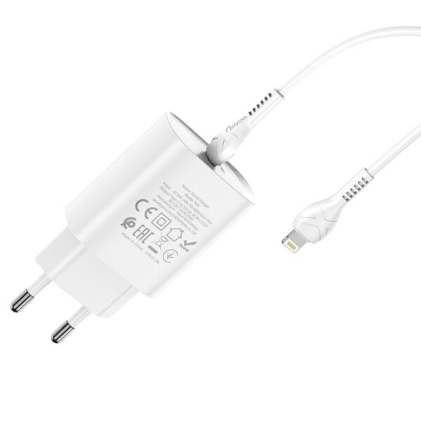 HOCO travel charger Type C + cable Type C to Lightning PD 20W N14 white – Bild 5