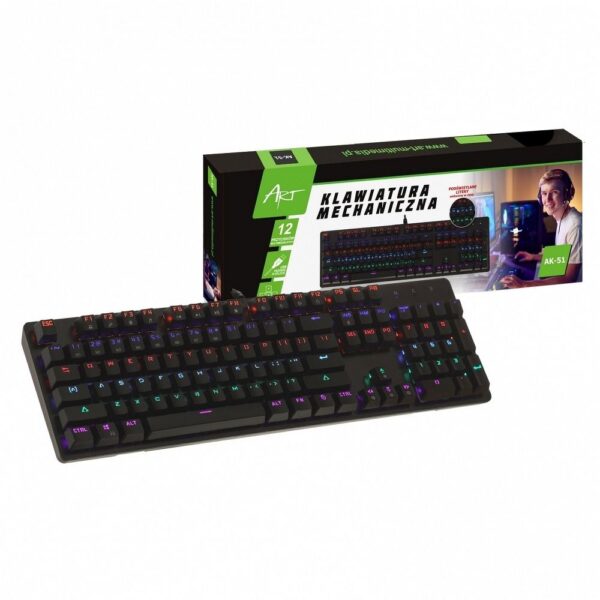 ART wire mechanical keyboard USB A QWERTY LED AK-51 black – Bild 3
