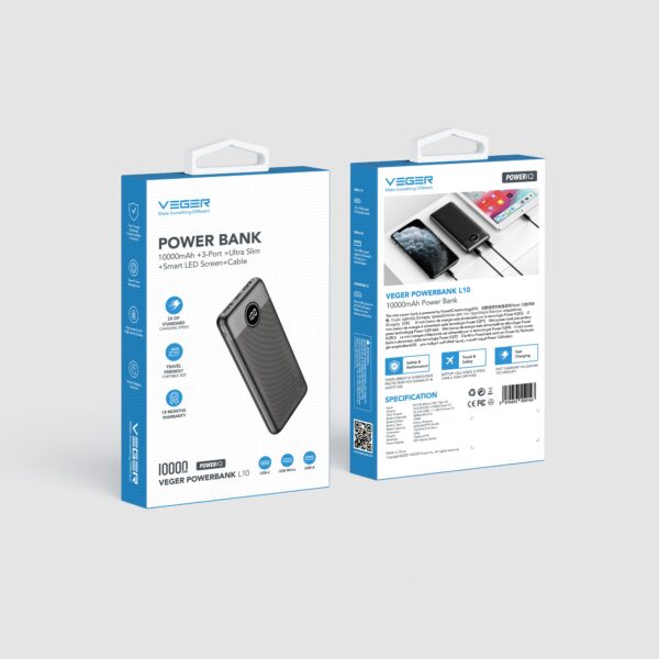 VEGER powerbank 10 000 mAh PD QC3.0 2A 20W L10S (W1105PD) white – Bild 3