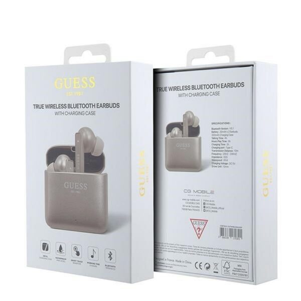 GUESS wireless earphones bluetooth TWS + docking station GUTWSSU20ALEGP (Printed Logo) rose gold – Bild 3