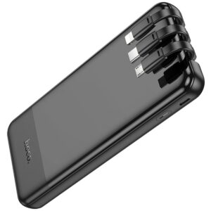 HOCO powerbank 10 000 mAh with built-in cables Type C / Micro USB / Lightning 2A J114 black