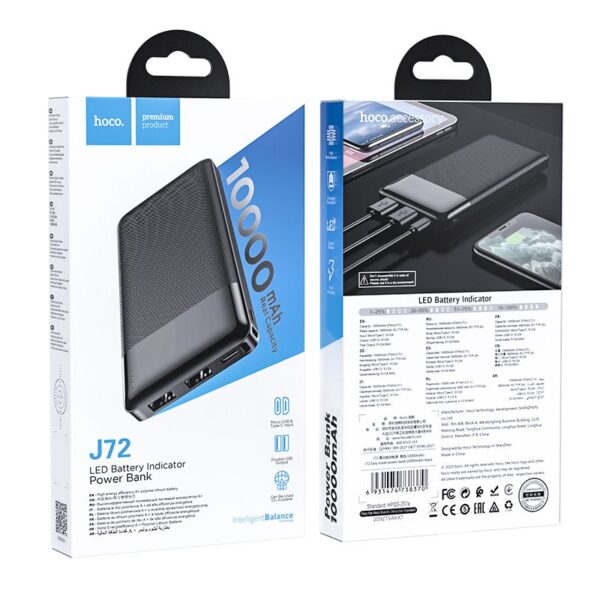 HOCO powerbank 10 000 mAh 2A J72 black – Bild 5