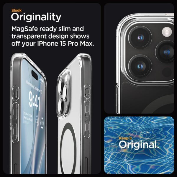 SPIGEN case ULTRA HYBRID MAG compatible with MagSafe for IPHONE 15 Pro Max graphite – Bild 4