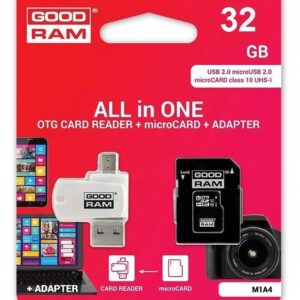 GOODRAM card reader USB A + Micro USB ALL IN ONE M1A4 + memory card micro SD 32GB with adapter SD
