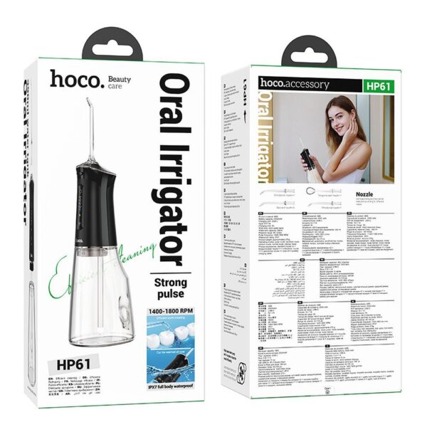 HOCO electric oral flushing device with large-capacity water tank IPX7 HP61 black – Bild 5