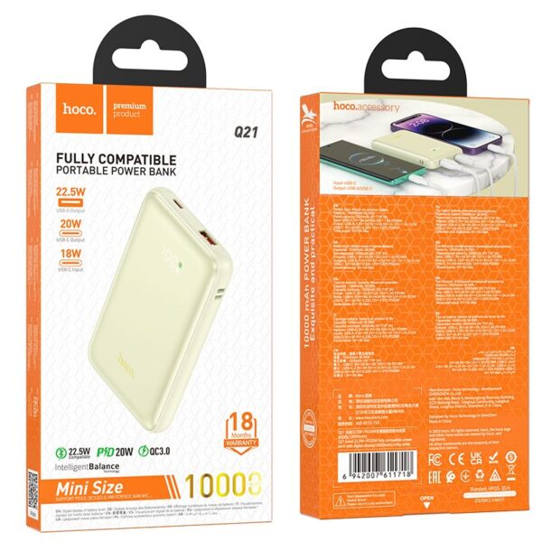 HOCO powerbank 10 000 mAh PD QC3.0 3A 22,5W Q21 white – Bild 4