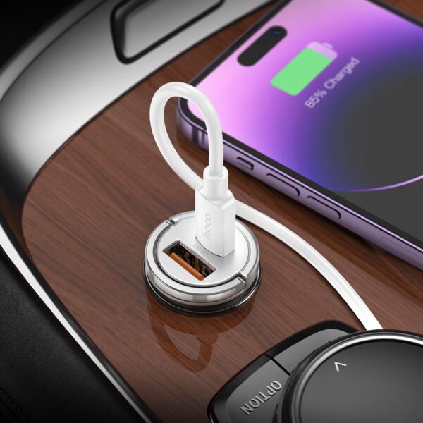 HOCO car charger USB A + Type C + cable Type C to Lightning PD QC3.0 4A 45W NZ10 silver – Bild 5